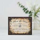 Halloween Bruin Gothic LOVE Save Date Briefkaart (Staand voorkant)