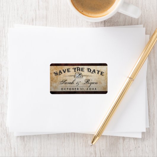 Halloween Bruin Gotisch Skelet Matching Opslaan Da Etiket (Insitu)