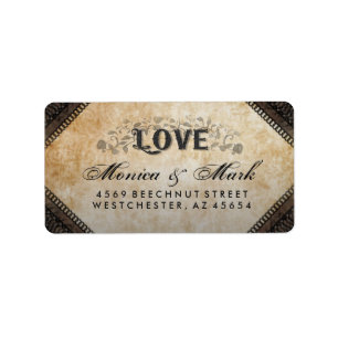 Halloween Bruin Gotische LIEFDE Trouwadres Etiket