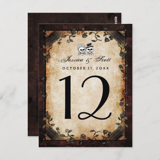 Halloween Bruin Gotische Matching Tafel Aantal Kaa Briefkaart (Voorkant / Achterkant)