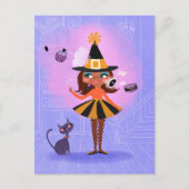 Halloween bruin haar heks lavendel & roze briefkaart (Voorkant)