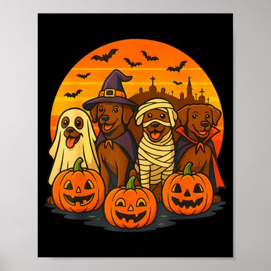 Halloween bruine labrador spooky chocolade poster (Voorkant)