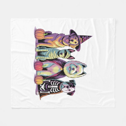 Halloween Brush Squad Hond Fleece Deken (Voorkant (Horizontaal))