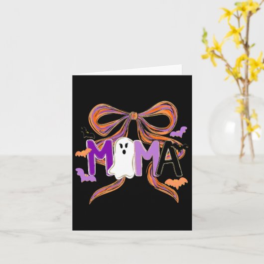 Halloween Brushstroke Boo Mama Spooky Coquette Pre Kaart (Gele Bloem)