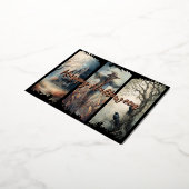 Halloween Brushstroke Triptych Folie Feestdagen Briefkaart (Gedraaid)