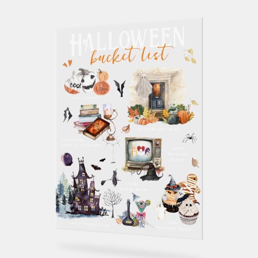 Halloween Bucket List | Waterverf Illustraties Acryl Bord (Hoek)