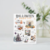 Halloween Bucket List | Waterverf Illustraties Feestdagenkaart (Staand voorkant)