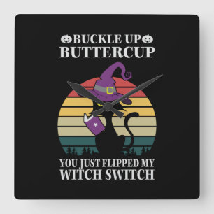 Halloween Buckle-up Butter Cup Birthday Vierkante Klok