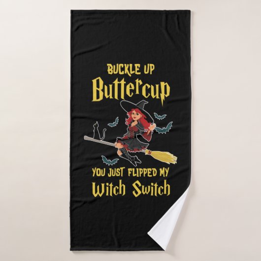 Halloween Buckle Up Buttercup witch Switch Badhanddoek (Badhanddoek)