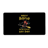 Halloween Buckle Up Buttercup witch Switch Etiket (Voorkant)