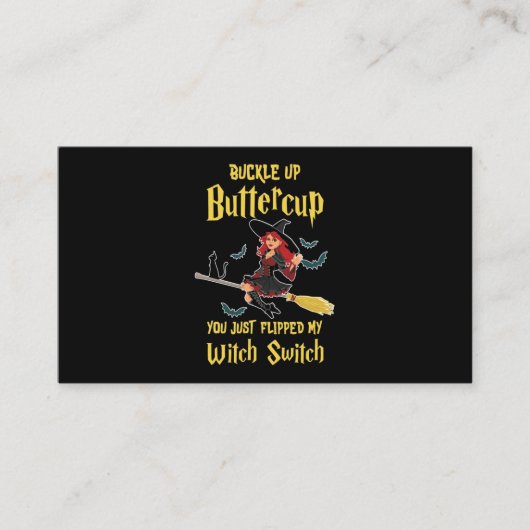 Halloween Buckle Up Buttercup witch Switch Visitekaartje (Voorkant)