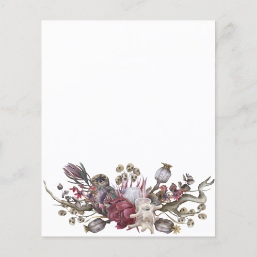 Halloween Budget Wedding Floral Botten Uitnodiging (Achterkant)