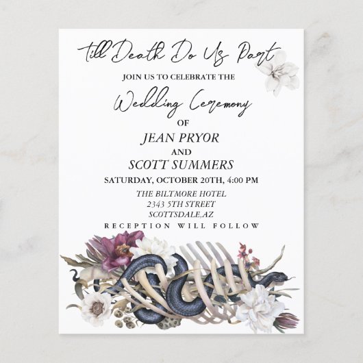 Halloween Budget Wedding Floral Botten Uitnodiging (Voorkant)