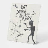 Halloween Buffet Voedsel Tafel Reclamebord Met Voetstuk (Voorkant)