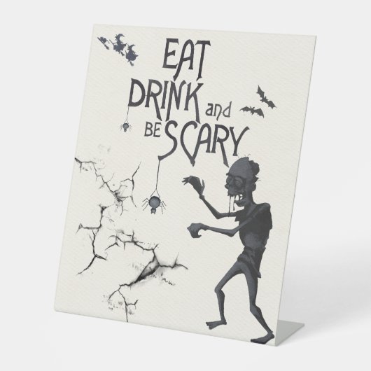 Halloween Buffet Voedsel Tafel Reclamebord Met Voetstuk (Voorkant)