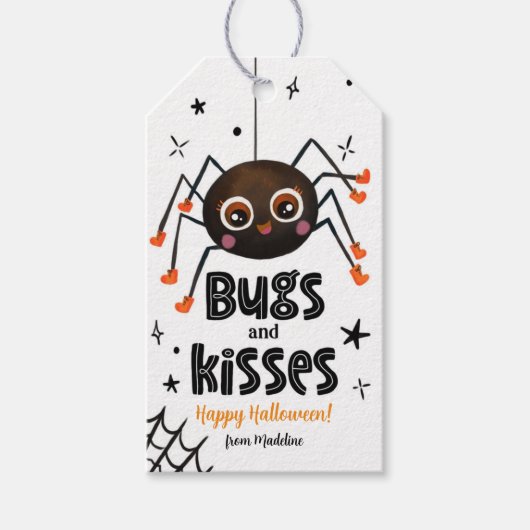 Halloween Bugs and Kisses Spider Trick or treat Cadeaulabel (Voorkant)