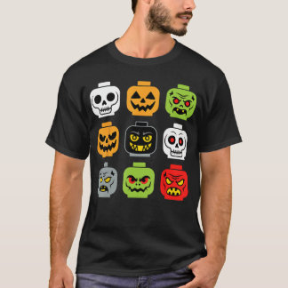 Halloween Building Brick Head Adult Men Youth Boy  T-shirt