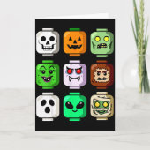 Halloween Building Brick Head Pumpkin Ghost Zombie Kaart (Voorkant)