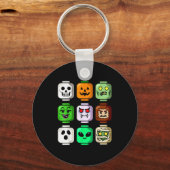 Halloween Building Brick Head Pumpkin Ghost Zombie Sleutelhanger (Voorkant)