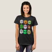 Halloween Building Brick Head Pumpkin Ghost Zombie T-shirt (Voorkant volledig)