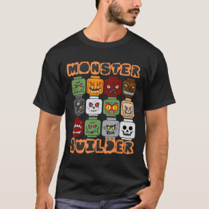 Halloween Building Bricks Monster Builder Brick He T-shirt