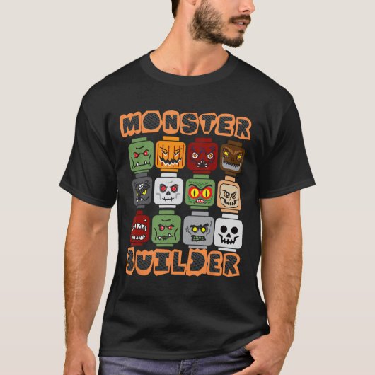 Halloween Building Bricks Monster Builder Brick He T-shirt (Voorkant)