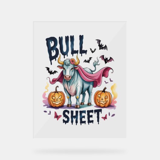 Halloween Bull Sheet, Funny Ghost Koe Acryl Bord (Voorkant)