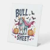 Halloween Bull Sheet, Funny Ghost Koe Reclamebord Met Voetstuk (Voorkant)