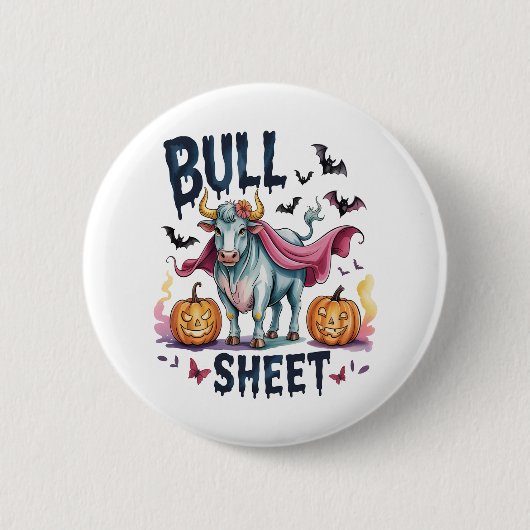 Halloween Bull Sheet, Funny Ghost Koe Ronde Button 5,7 Cm (Voorkant)