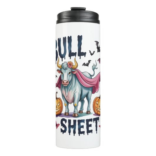 Halloween Bull Sheet, Funny Ghost Koe Thermosbeker (Voorkant)