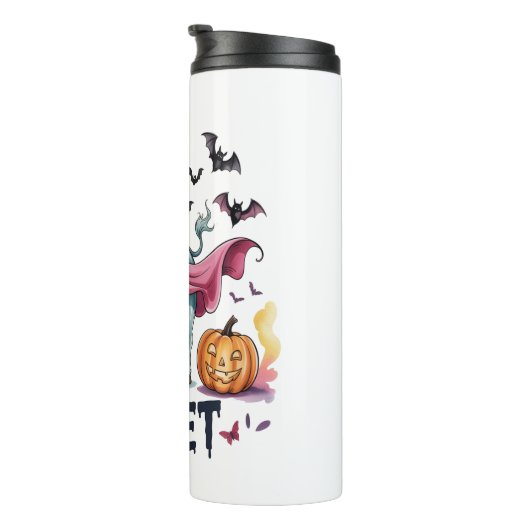 Halloween Bull Sheet, Funny Ghost Koe Thermosbeker (Geroteerd rechts)