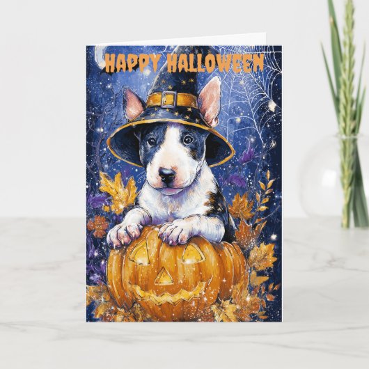 Halloween Bull Terrier Dog Feestdagen Kaart (Voorkant)