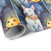 Halloween Bull Terrier met pompoenen eng Cadeaupapier (Rol Hoek)