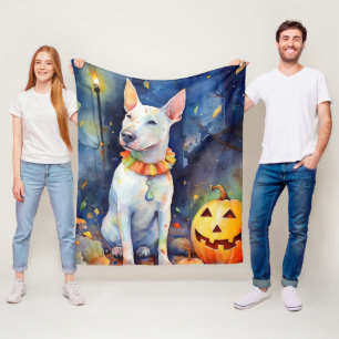 Halloween Bull Terrier met pompoenen eng Fleece Deken