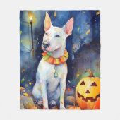 Halloween Bull Terrier met pompoenen eng Fleece Deken (Voorkant)