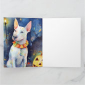 Halloween Bull Terrier met pompoenen eng Kaart (Binnen)