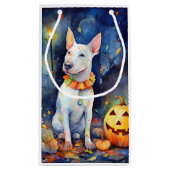 Halloween Bull Terrier met pompoenen eng Klein Cadeauzakje (Achterkant)