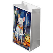 Halloween Bull Terrier met pompoenen eng Klein Cadeauzakje (Achterkant Gekanteld)