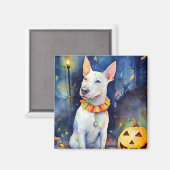 Halloween Bull Terrier met pompoenen eng Magneet (Voorkant / Achterkant)