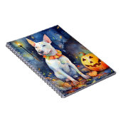 Halloween Bull Terrier met pompoenen eng Notitieboek (Rechterzijde)