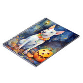 Halloween Bull Terrier met pompoenen eng Notitieboek (Linkerzijde)