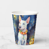 Halloween Bull Terrier met pompoenen eng Papieren Bekers (Achterkant)