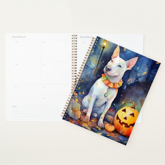 Halloween Bull Terrier met pompoenen eng Planner (Display)