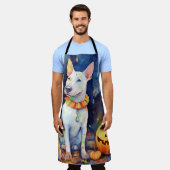 Halloween Bull Terrier met pompoenen eng Schort (Gedragen)