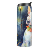 Halloween Bull Terrier met pompoenen eng Thermosbeker (Gedraaid links)