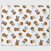Halloween Bulldog en Pumpkins Pattern Cadeaupapier (Vlak)