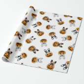 Halloween Bulldog en Pumpkins Pattern Cadeaupapier (Uitgerold)