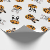 Halloween Bulldog en Pumpkins Pattern Cadeaupapier (Hoek)