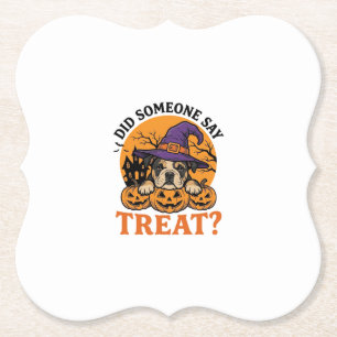 Halloween Bulldog Heks Hond Treat Vintage T-shirt Kartonnen Onderzetters