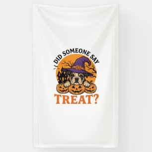 Halloween Bulldog Heks Hond Treat Vintage T-shirt  Spandoek